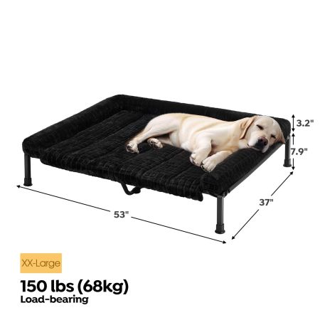 Veehoo Cooling Elevated Dog Bed with Fluffy Plush Cushion Black Elevated Beds image2 Veehoo Cooling Elevated Dog Bed with Fluffy Plush Cushion Black Elevated Beds image2