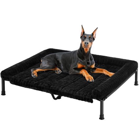 Veehoo Cooling Elevated Dog Bed with Fluffy Plush Cushion Black Elevated Beds image1 Veehoo Cooling Elevated Dog Bed with Fluffy Plush Cushion Black Elevated Beds image1