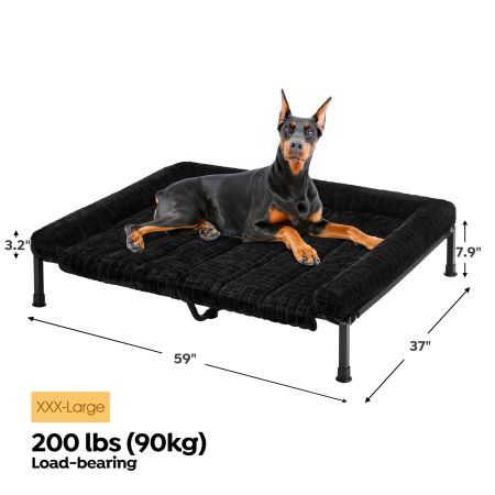 Veehoo Cooling Elevated Dog Bed with Fluffy Plush Cushion Black Elevated Beds image2 Veehoo Cooling Elevated Dog Bed with Fluffy Plush Cushion Black Elevated Beds image2