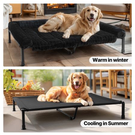 Veehoo Cooling Elevated Dog Bed with Fluffy Plush Cushion Black Elevated Beds image8 Veehoo Cooling Elevated Dog Bed with Fluffy Plush Cushion Black Elevated Beds image8