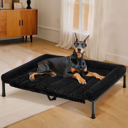 Veehoo Cooling Elevated Dog Bed with Fluffy Plush Cushion Black Elevated Beds image9 Veehoo Cooling Elevated Dog Bed with Fluffy Plush Cushion Black Elevated Beds image9