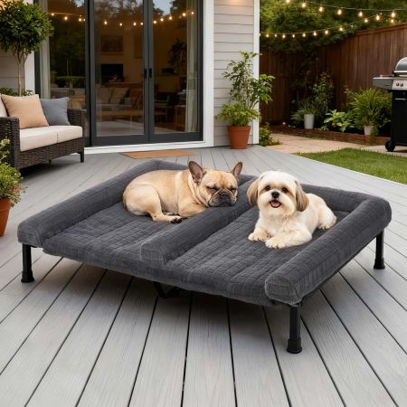 Veehoo Elevated Double Dog Bed with Washable Cushion Gray Sales image4 Veehoo Elevated Double Dog Bed with Washable Cushion Gray Sales image4