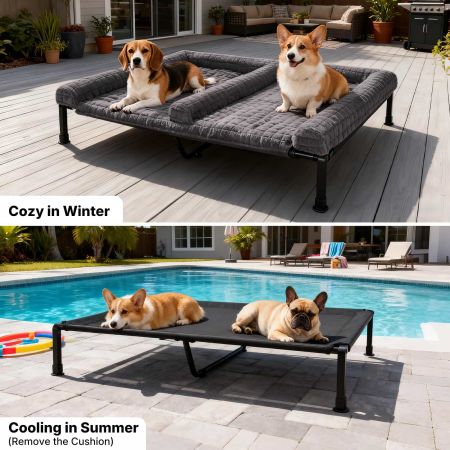 Veehoo Elevated Double Dog Bed with Washable Cushion Gray Sales image6 Veehoo Elevated Double Dog Bed with Washable Cushion Gray Sales image6