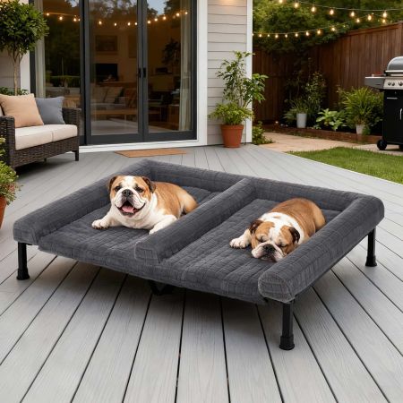 Veehoo Elevated Double Dog Bed with Washable Cushion Gray Sales image4 Veehoo Elevated Double Dog Bed with Washable Cushion Gray Sales image4