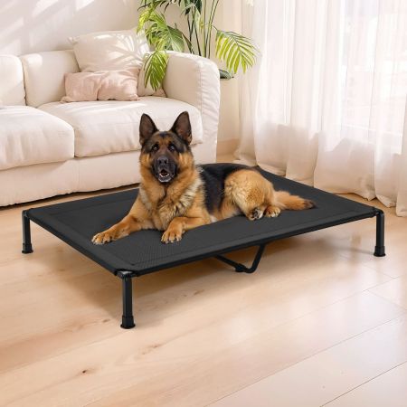 Veehoo Elevated Outdoor Dog Bed with Heavy Duty Frame Black Elevated Cooling Beds image2 Veehoo Elevated Outdoor Dog Bed with Heavy Duty Frame Black Elevated Cooling Beds image2