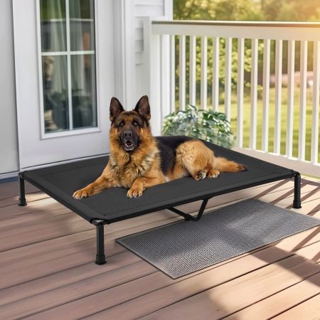 Veehoo Elevated Outdoor Dog Bed with Heavy Duty Frame Black Elevated Cooling Beds image3 Veehoo Elevated Outdoor Dog Bed with Heavy Duty Frame Black Elevated Cooling Beds image3