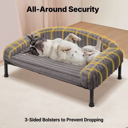 Veehoo Elevated Dog Bed with Washable Plush Bolster Mat Calming Beds image2