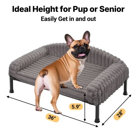 Veehoo Elevated Dog Bed with Washable Plush Bolster Mat Gray Elevated Beds image2 Veehoo Elevated Dog Bed with Washable Plush Bolster Mat Gray Elevated Beds image2