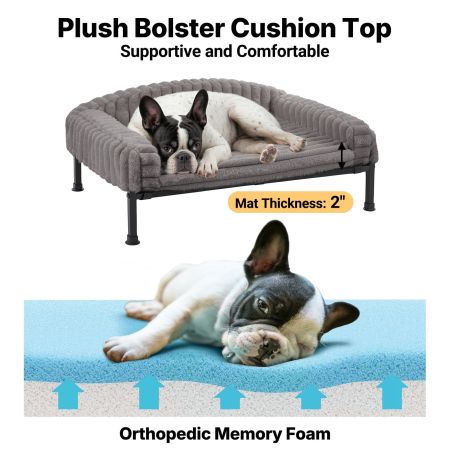 Veehoo Elevated Dog Bed with Washable Plush Bolster Mat Gray Elevated Beds image3 Veehoo Elevated Dog Bed with Washable Plush Bolster Mat Gray Elevated Beds image3