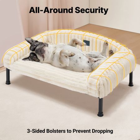 Veehoo Elevated Dog Bed with Washable Plush Bolster Mat White Elevated Beds image4