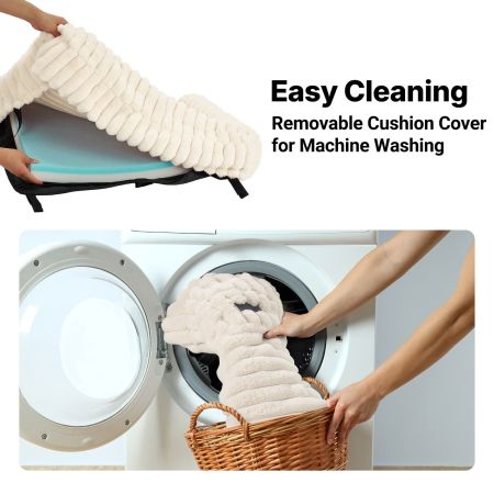 Veehoo Elevated Dog Bed with Washable Plush Bolster Mat White Elevated Beds image6