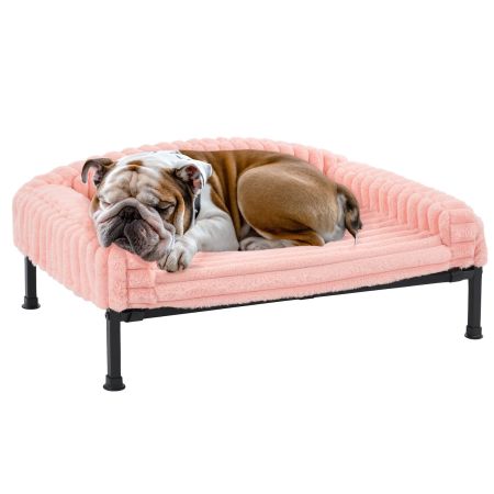 Veehoo Elevated Dog Bed with Washable Plush Bolster Mat Pink Elevated Beds image1
