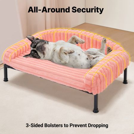 Veehoo Elevated Dog Bed with Washable Plush Bolster Mat Pink Elevated Beds image4