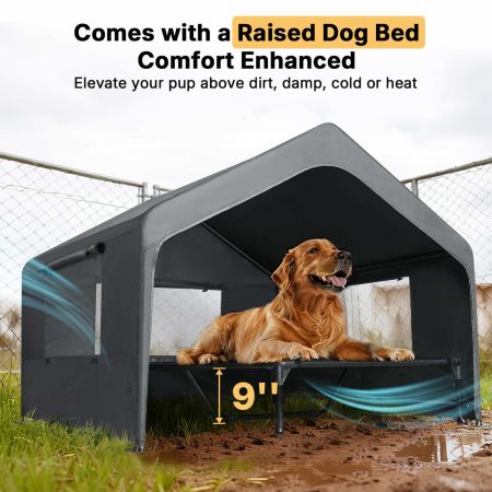 Veehoo Weatherproof Dog House with Elevated Bed Gray Sales image4 Veehoo Weatherproof Dog House with Elevated Bed Gray Sales image4