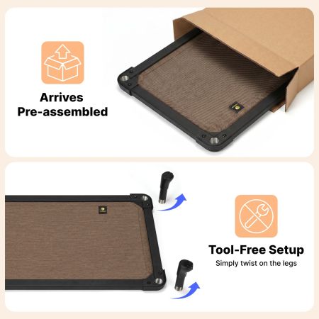 Veehoo Chew-Proof Small Elevated Dog Bed Brown New Arrivals image2