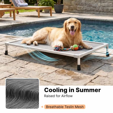 Veehoo Chew Proof Elevated Dog Bed with Aluminum Frame Silver Sales image5 Veehoo Chew Proof Elevated Dog Bed with Aluminum Frame Silver Sales image5
