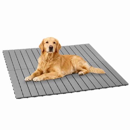 Veehoo Waterproof Outdoor Flooring Decking for Dog Kennels Gray Dog image1