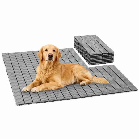 Veehoo Waterproof Outdoor Flooring Decking for Dog Kennels Gray Dog image2