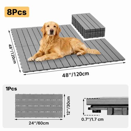 Veehoo Waterproof Outdoor Flooring Decking for Dog Kennels Gray Dog image3
