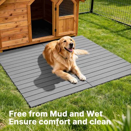 Veehoo Waterproof Outdoor Flooring Decking for Dog Kennels Gray Dog image4