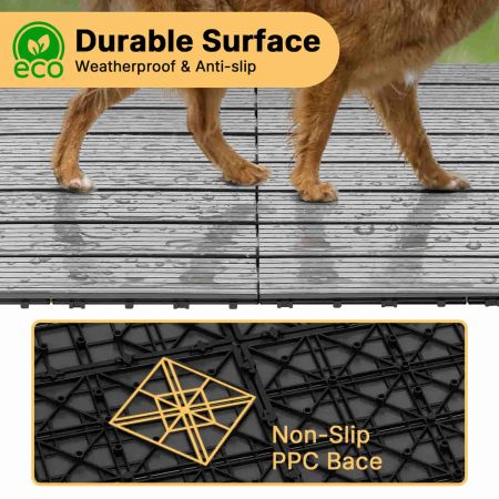 Veehoo Waterproof Outdoor Flooring Decking for Dog Kennels Gray Dog image6