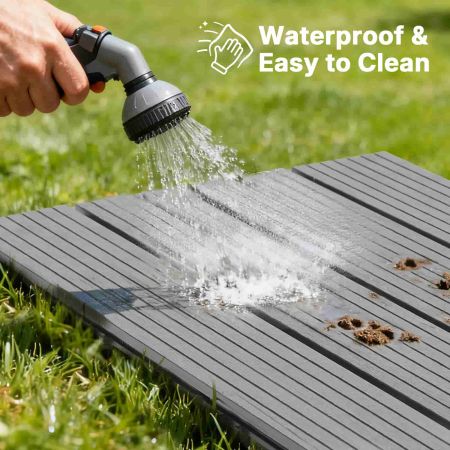 Veehoo Waterproof Outdoor Flooring Decking for Dog Kennels Gray Dog image7