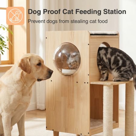 Veehoo Dog Proof Cat Feeding Station Beige Beds & Condos image2