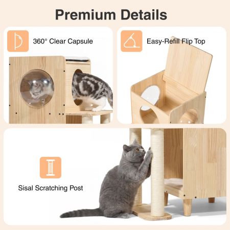 Veehoo Dog Proof Cat Feeding Station Beige Beds & Condos image5