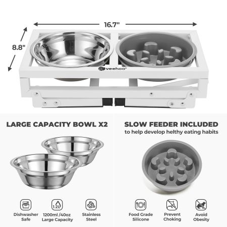 Veehoo Elevated Adjustable Raised Dog Bowls Black Bowls & Feeders image2