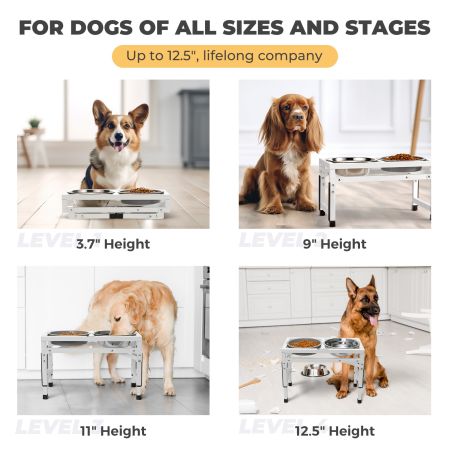 Veehoo Elevated Adjustable Raised Dog Bowls Black Bowls & Feeders image6