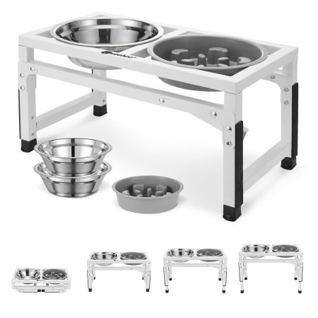 Veehoo Elevated Adjustable Raised Dog Bowls Black Bowls & Feeders image9