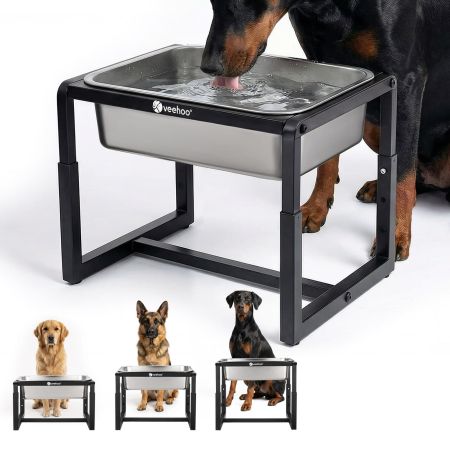 Veehoo 2.4 Gallon Elevated Outdoor Dog Water Bowl with Adjustable Stand image1
