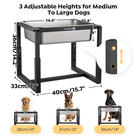 Veehoo 2.4 Gallon Elevated Outdoor Dog Water Bowl with Adjustable Stand Black New Arrivals image2 Veehoo 2.4 Gallon Elevated Outdoor Dog Water Bowl with Adjustable Stand Black New Arrivals image2