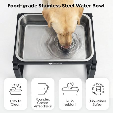 Veehoo 2.4 Gallon Elevated Outdoor Dog Water Bowl with Adjustable Stand Black New Arrivals image3 Veehoo 2.4 Gallon Elevated Outdoor Dog Water Bowl with Adjustable Stand Black New Arrivals image3