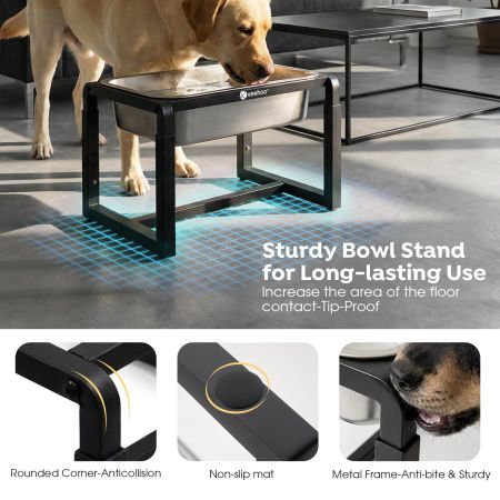 Veehoo 2.4 Gallon Elevated Outdoor Dog Water Bowl with Adjustable Stand Black New Arrivals image4 Veehoo 2.4 Gallon Elevated Outdoor Dog Water Bowl with Adjustable Stand Black New Arrivals image4