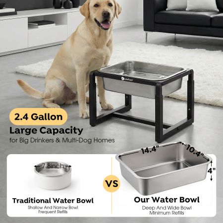 Veehoo 2.4 Gallon Elevated Outdoor Dog Water Bowl with Adjustable Stand Black New Arrivals image5 Veehoo 2.4 Gallon Elevated Outdoor Dog Water Bowl with Adjustable Stand Black New Arrivals image5