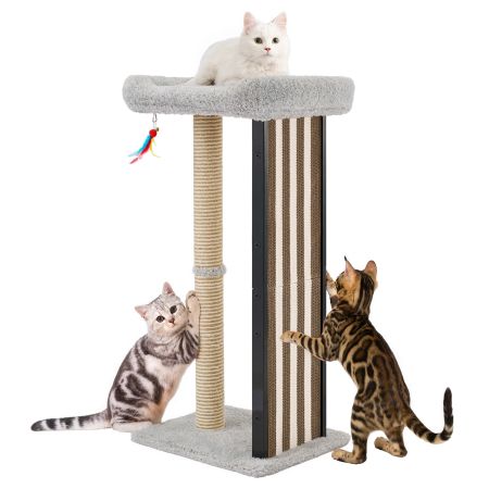 Veehoo 35'' Tall Cat Scratching Post with Scratching Pads Gray New Arrivals image1