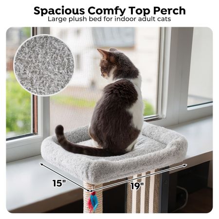 Veehoo 35'' Tall Cat Scratching Post with Scratching Pads Gray New Arrivals image3