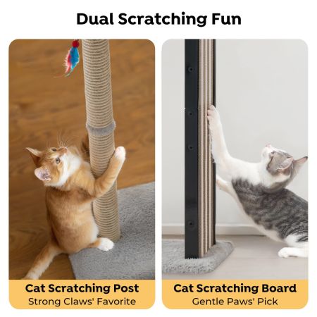 Veehoo 35'' Tall Cat Scratching Post with Scratching Pads Gray New Arrivals image4