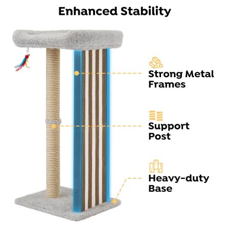 Veehoo 35'' Tall Cat Scratching Post with Scratching Pads Gray New Arrivals image5