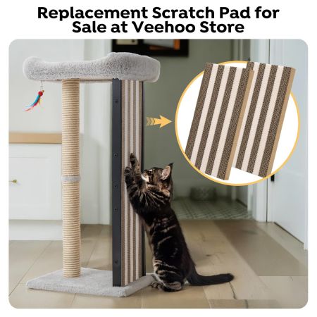 Veehoo 35'' Tall Cat Scratching Post with Scratching Pads Gray New Arrivals image6