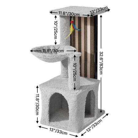 Veehoo Small Cat Tree with Scratching Boards and Hammock Gray New Arrivals image2