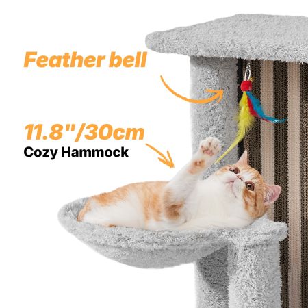 Veehoo Small Cat Tree with Scratching Boards and Hammock Gray New Arrivals image3