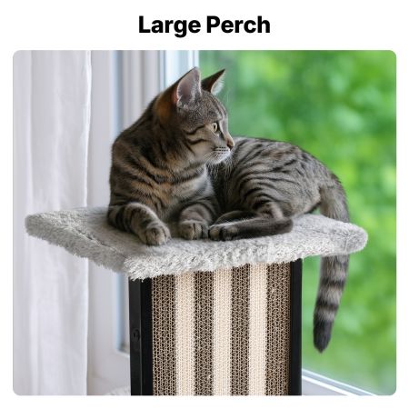Veehoo Small Cat Tree with Scratching Boards and Hammock Gray New Arrivals image4