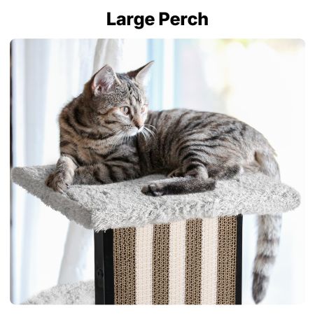 Veehoo Small Cat Tree with Scratching Boards and Hammock Gray New Arrivals image5