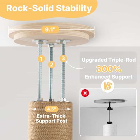 Veehoo Stable Adjustable Floor to Ceiling Cat Tree Beige Sales image3 Veehoo Stable Adjustable Floor to Ceiling Cat Tree Beige Sales image3