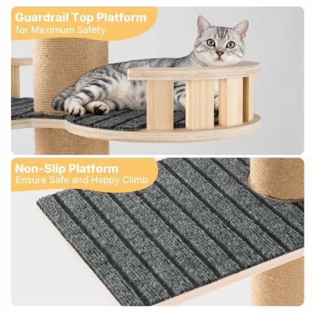 Veehoo Stable Adjustable Floor to Ceiling Cat Tree Beige Sales image5 Veehoo Stable Adjustable Floor to Ceiling Cat Tree Beige Sales image5