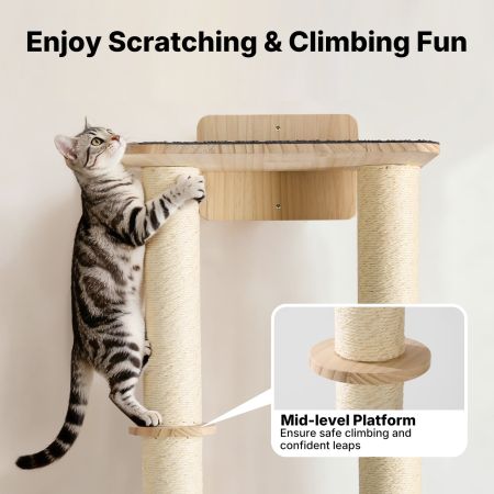 Veehoo Cat Wall Shelves with Scratcher Beige Sales image4 Veehoo Cat Wall Shelves with Scratcher Beige Sales image4