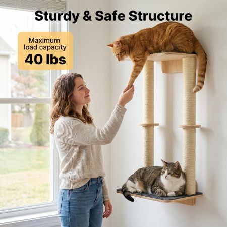 Veehoo Cat Wall Shelves with Scratcher Beige Sales image6 Veehoo Cat Wall Shelves with Scratcher Beige Sales image6
