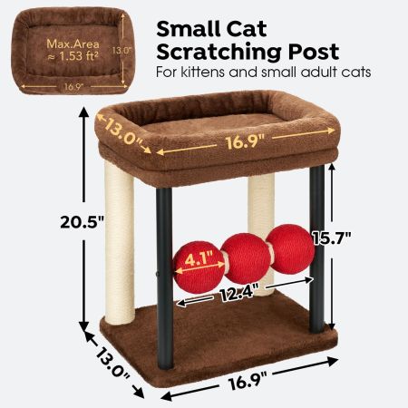 Veehoo Small Cat Tree & Scratching Post for Kittens Brown Sales image2